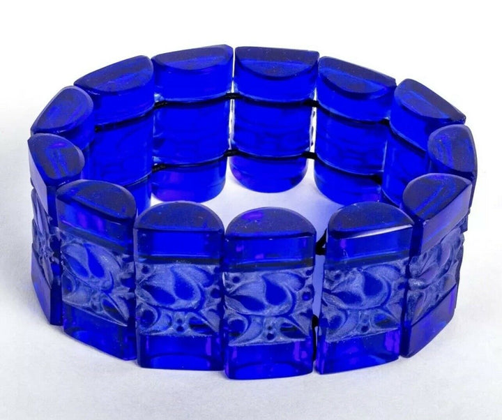 Bracelet Cerisier Bleu Rene Lalique R.Lalique Blue Bracelet Jewel Leaves