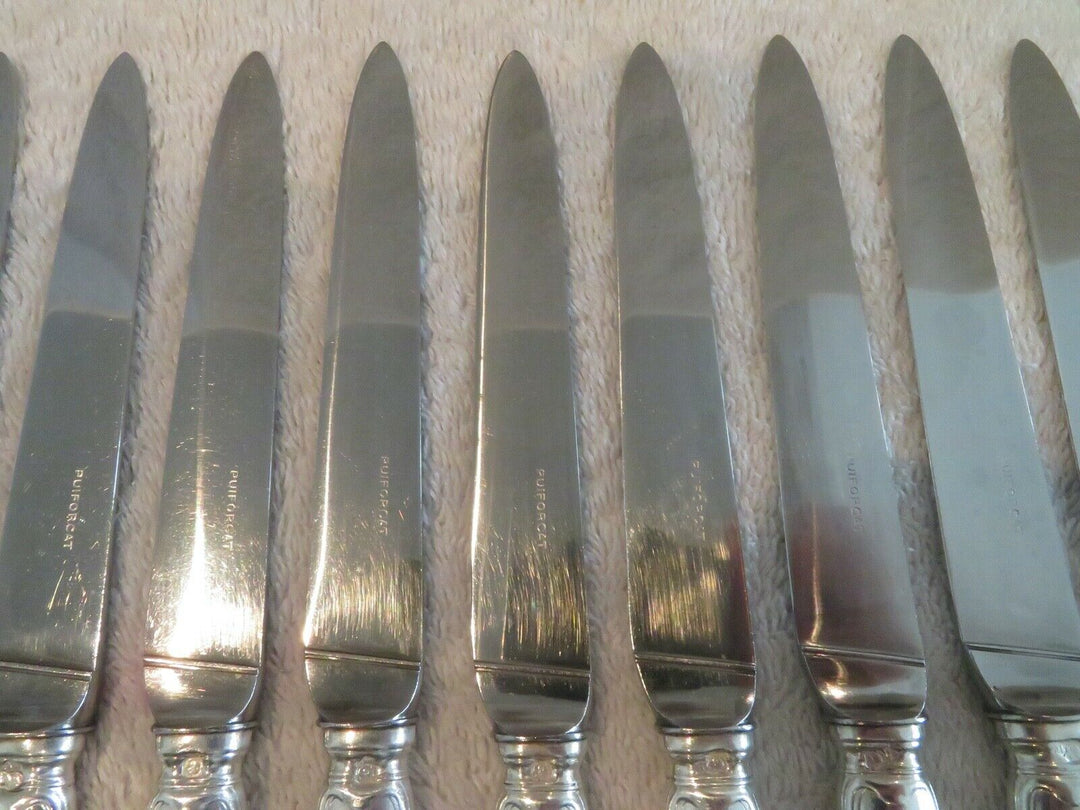 Gorgeous french 950 silver 11 dessert luncheon knives Puiforcat shells