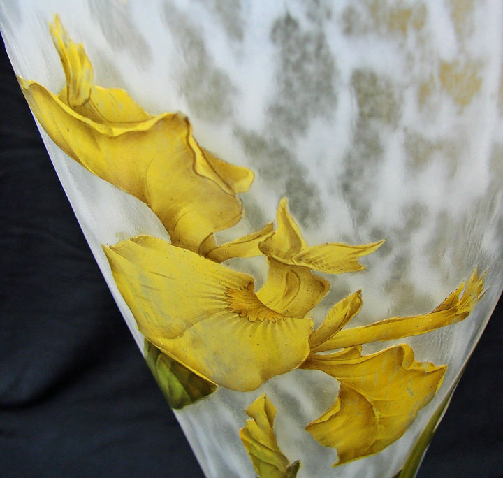 FRENCH ART NOUVEAU DAUM NANCY IRIS CAMEO VASE 56cm