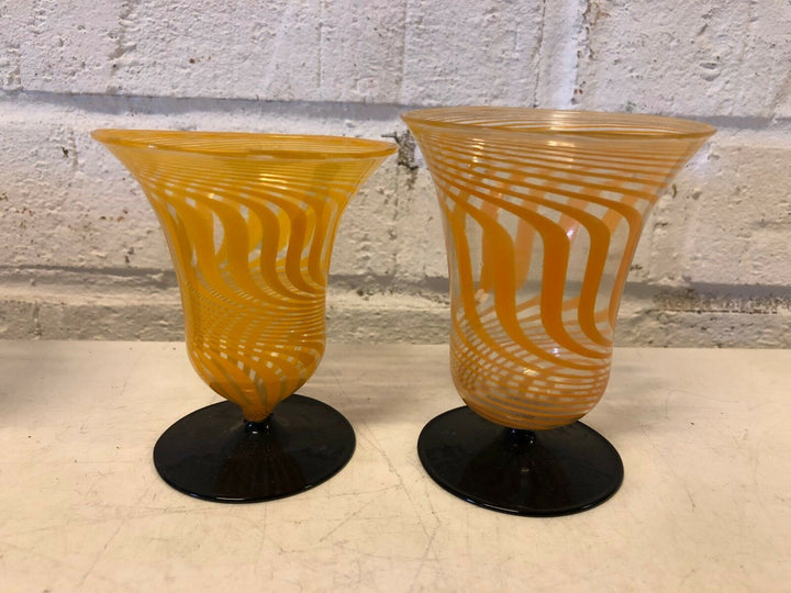 Bimini Werkstatte Lauscha Deco Set 9 Cocktail Tumbler Glasses Swirl Ribbon Dec