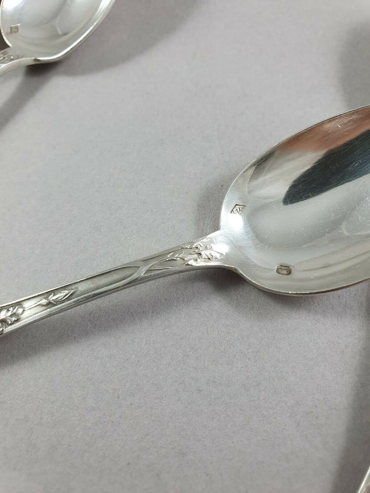 ピュイフォルカ　アイリスの装飾のアールヌーヴォー銀製スプーン12個セット