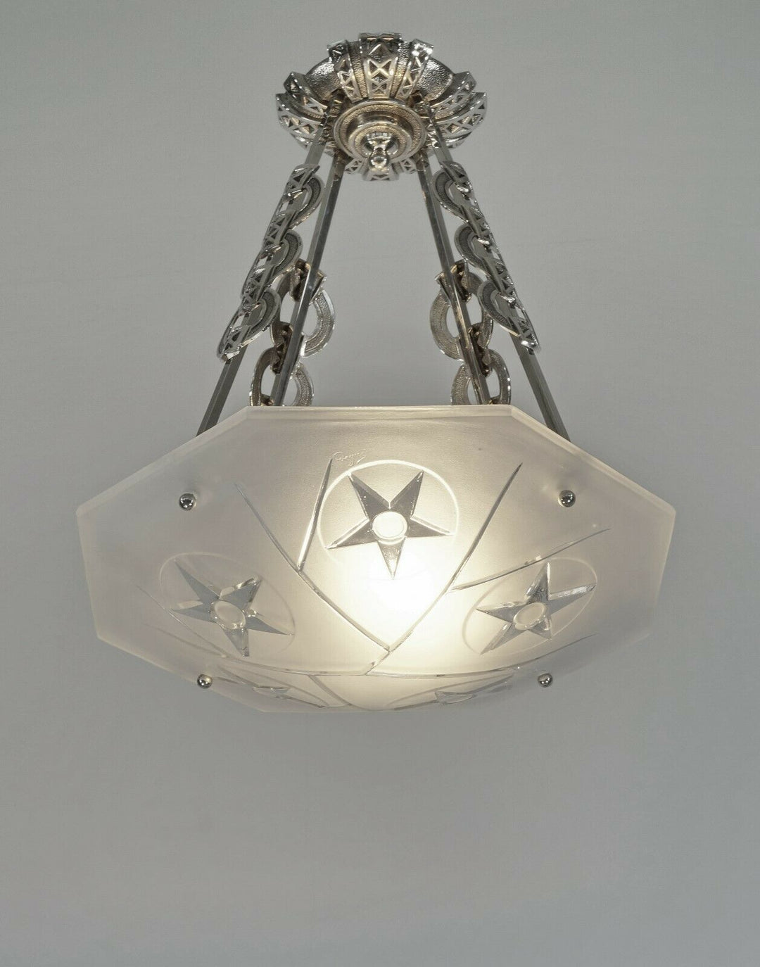 DEGUE : LARGE FRENCH 1930 ART DECO PENDANT CHANDELIER ... lustre lamp muller era