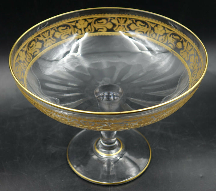 French Baccarat Crystal Fruit Stand Centerpiece Gold Encrusted Fleur De Lys 1907