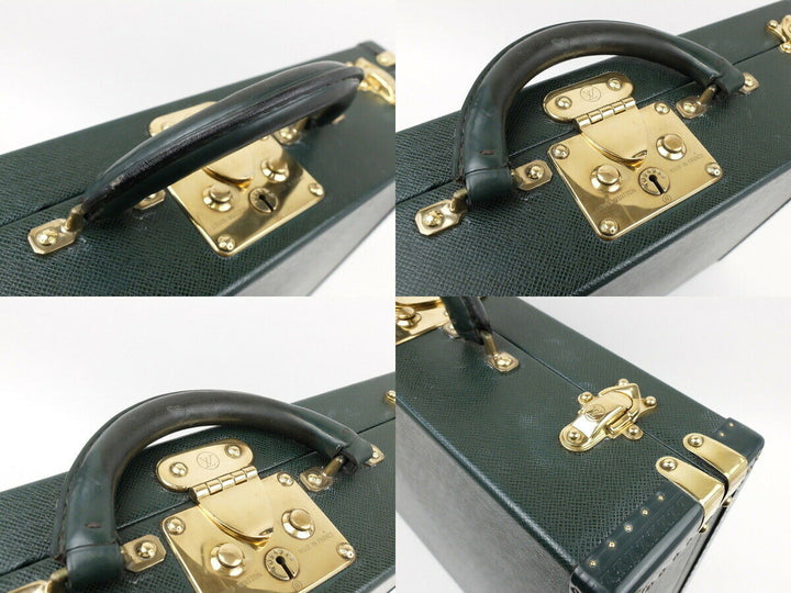AUTH LOUIS VUITTON Taiga green HARD BRIEFCASE PRESIDENT TRUNK BAG