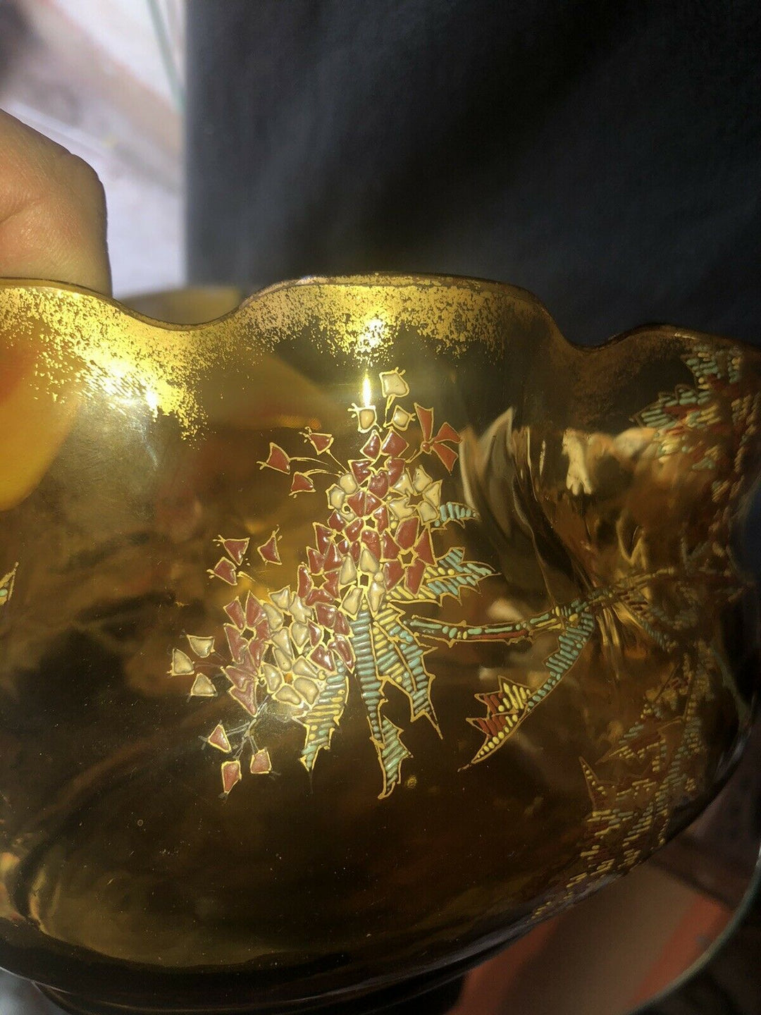 エミールガレ(GALLE)　金色　フラワーデコの器