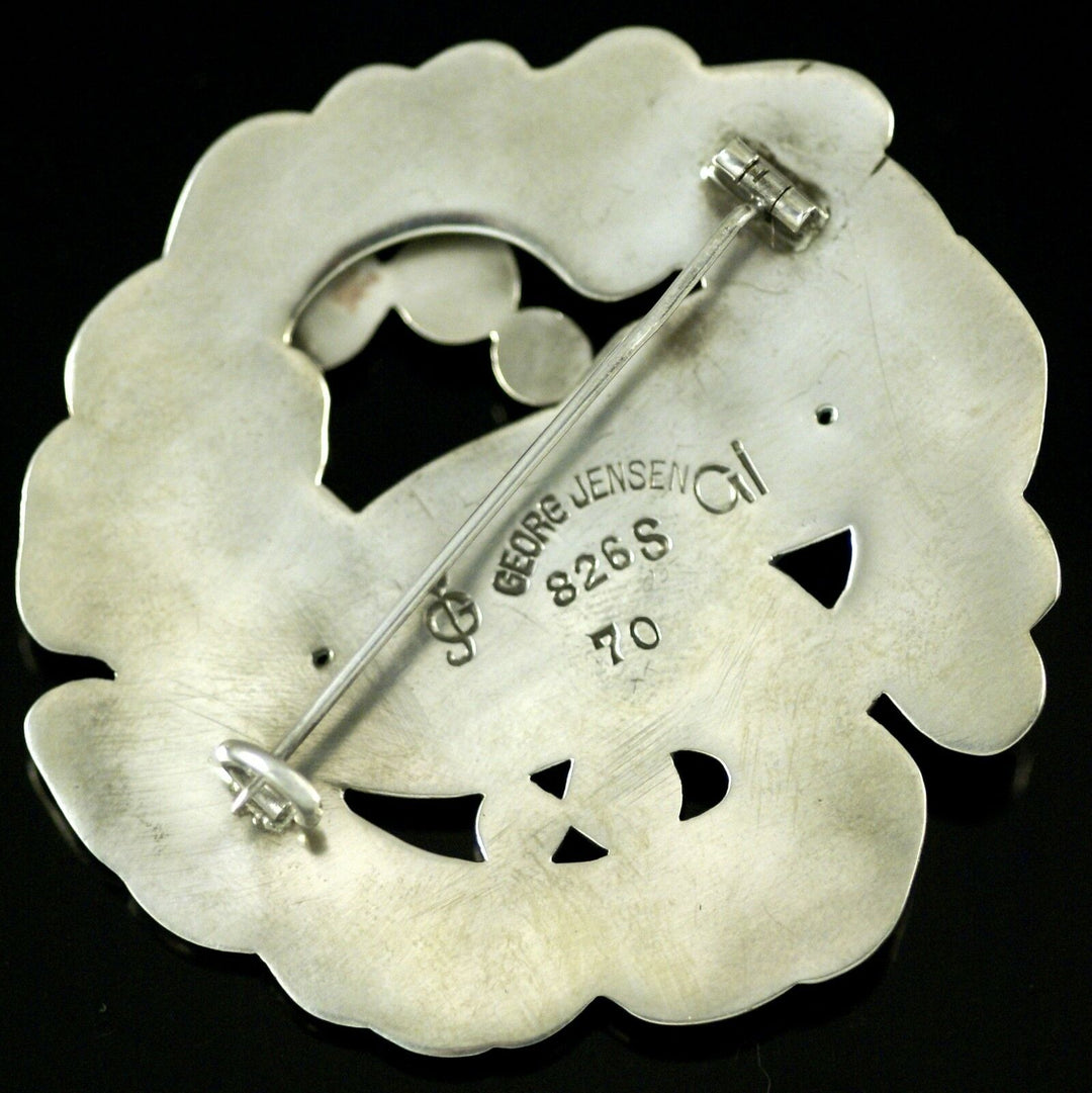 Georg Jensen. Silver Dove Brooch with Agate & Amber #70. 1904-08 Hallmarks