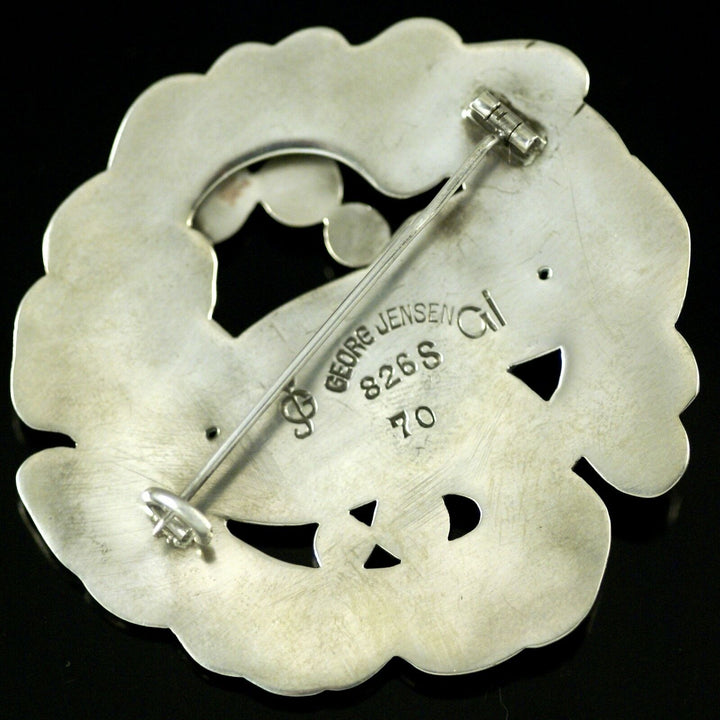 Georg Jensen. Silver Dove Brooch with Agate & Amber #70. 1904-08 Hallmarks