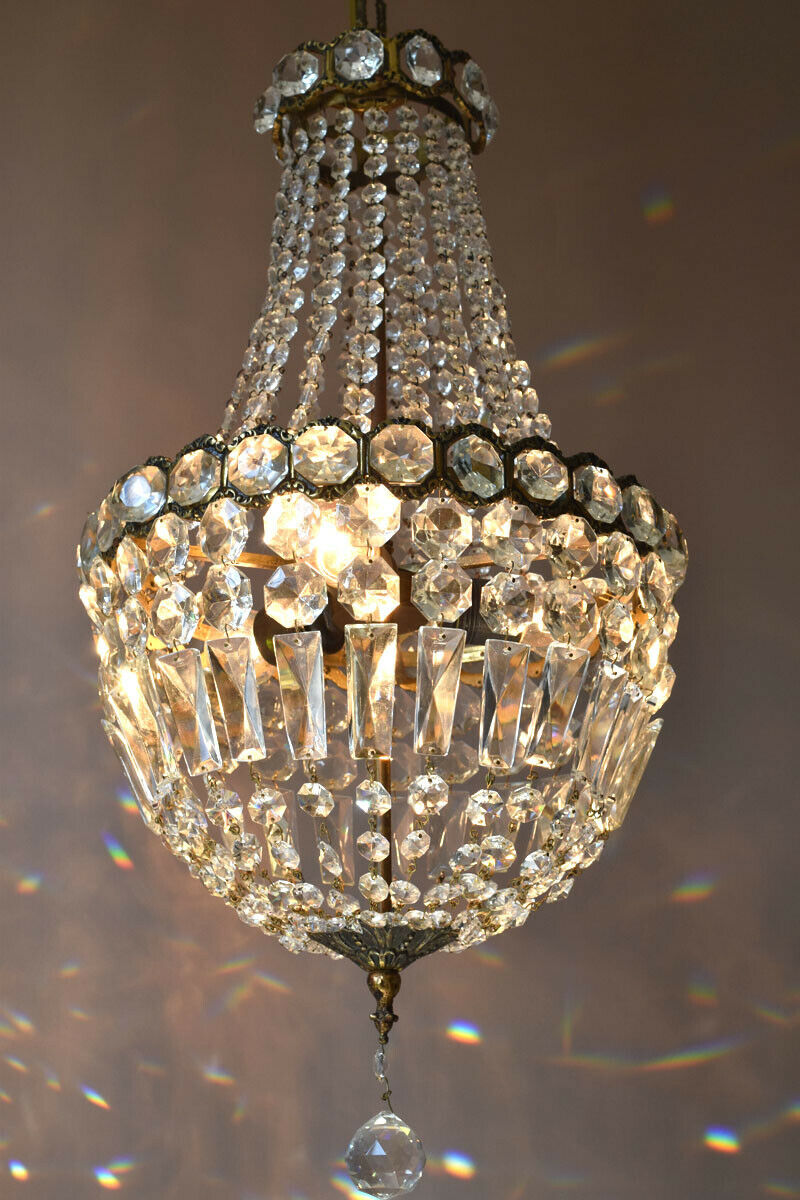 Purse Vintage Crystal Chandelier, Antique Lighting Empire Lamp Hollywood Light