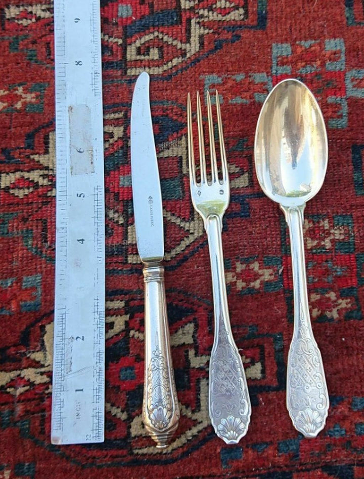 CHRISTOFLE CARDEILHAC STERLING SILVER DESSERT SET FOR SIX WITH 18 PIECES