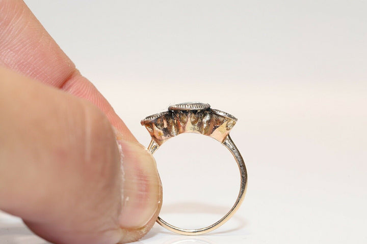 オリジナル ヴィンテージ 14K ナチュラルローズカットダイヤモンドのリング