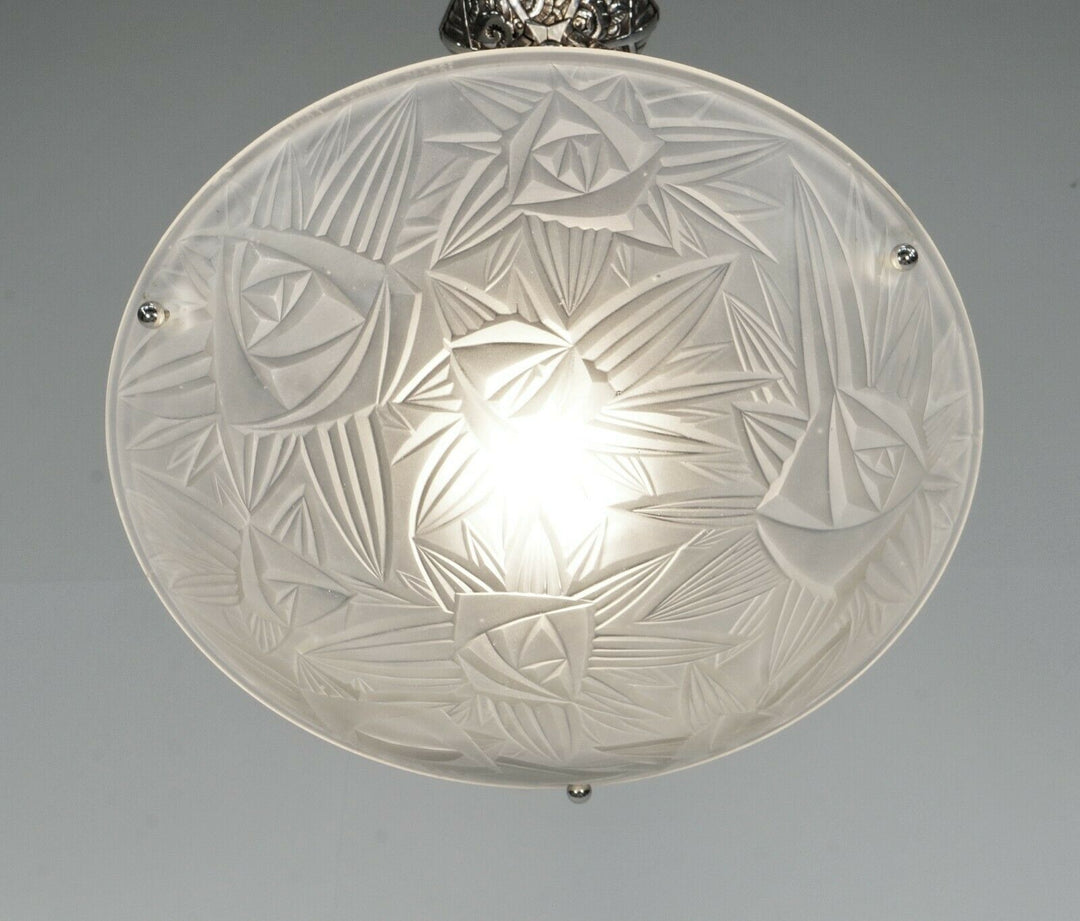 NOVERDY : FRENCH 1930 ART DECO PENDANT CHANDELIER .............. lamp muller era