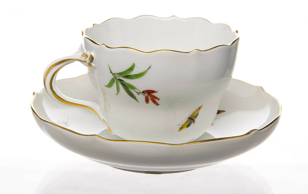 Kaffeegedeck Vogel- und Insektenmalerei Meissen Neuer Ausschnitt1. Wahl TOP