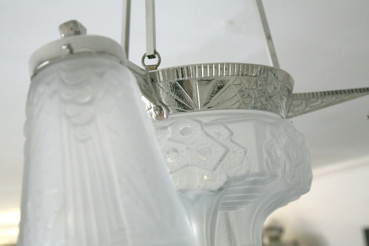 original Muller Freres Art Deco Leuchter in perfektem Zustand, signiert