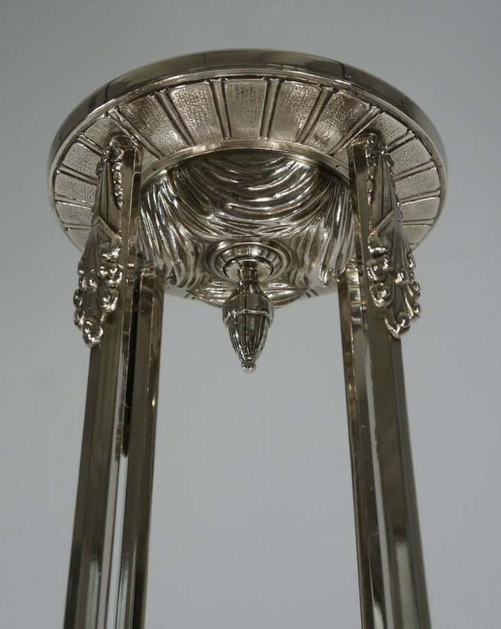 PETITOT & MULLER : FRENCH 1930 ART DECO PENDANT CHANDELIER . lamp ceiling light