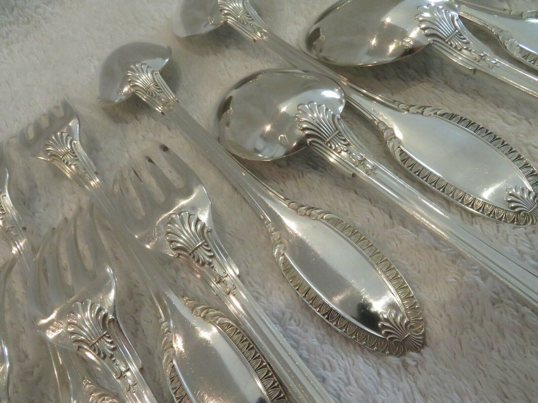 20th c french 950 silver dinner cutlery set 12p Puiforcat empire st no6rby