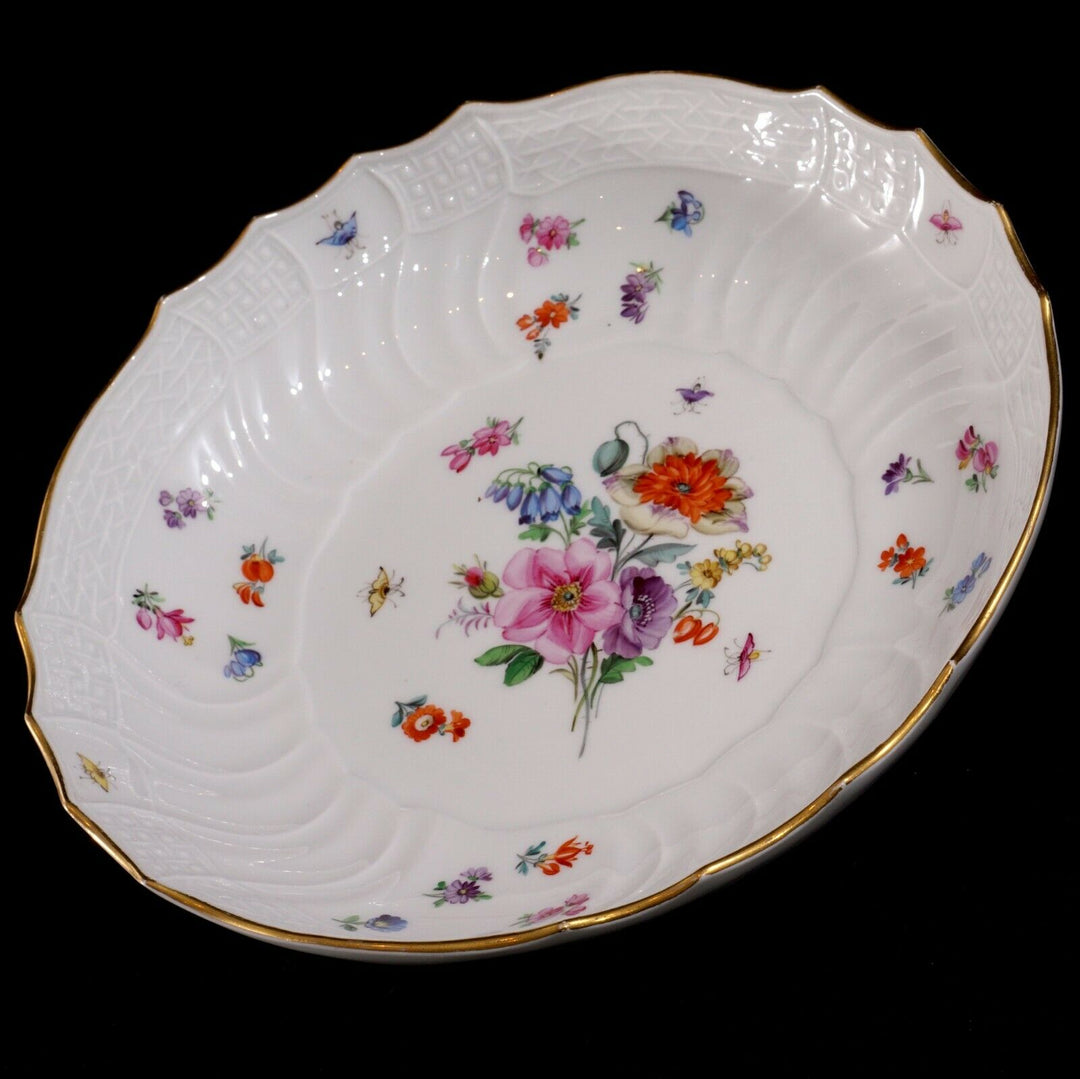 Antique Meissen Flowers & Insects large serving fruit /salad bowl 25 cm, Superb
