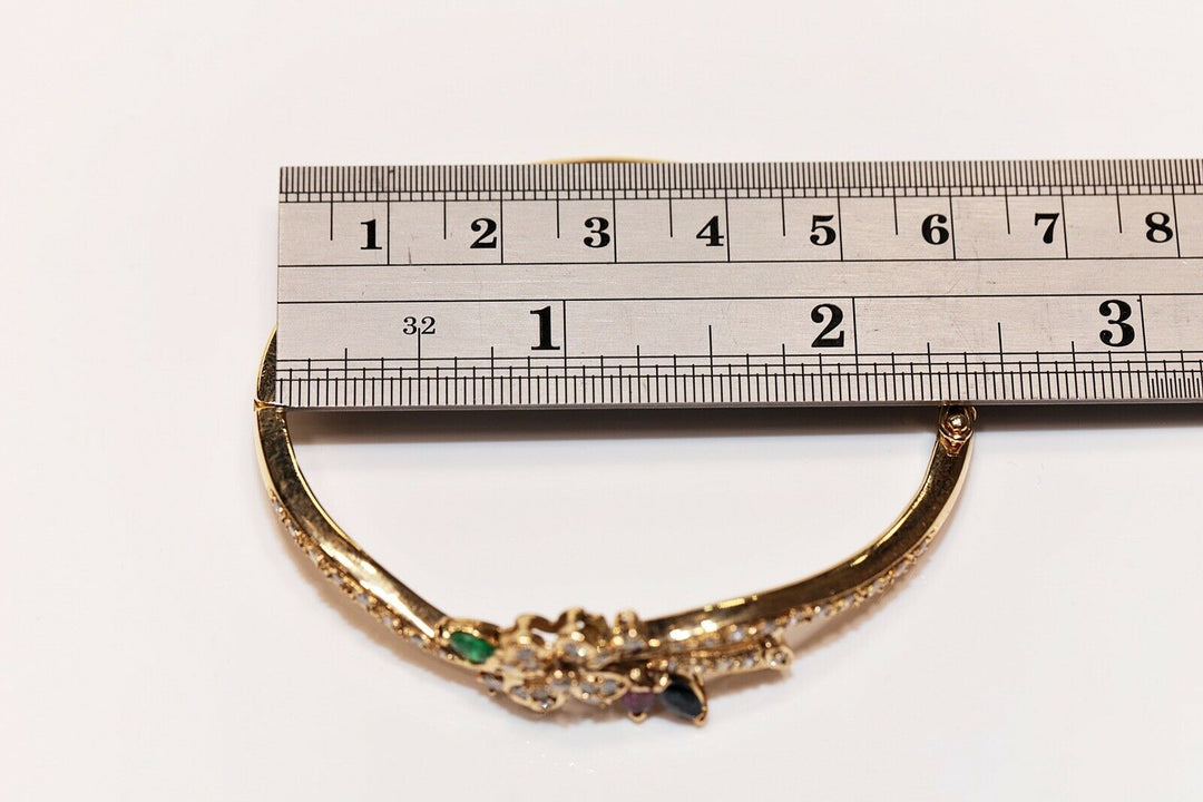 ヴィンテージ 18K ナチュラルダイヤモンド、サファイア、ルビー、エメラルドのブレスレット