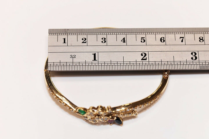 ヴィンテージ 18K ナチュラルダイヤモンド、サファイア、ルビー、エメラルドのブレスレット