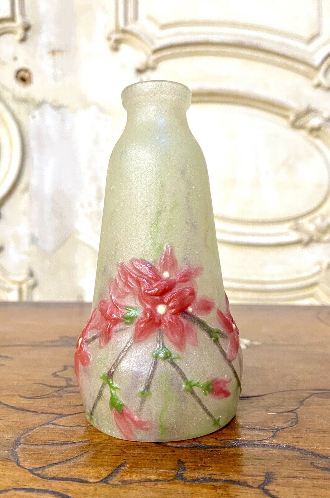 Gabriel Argy-Rousseau - Petit Vase En Pate De Verre, Decor De Fleurs Art Nouveau