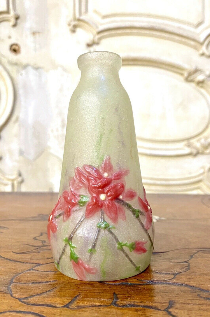 Gabriel Argy-Rousseau - Petit Vase En Pate De Verre, Decor De Fleurs Art Nouveau