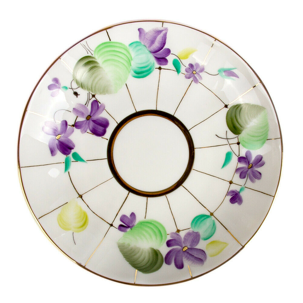Forest Violet Teacup w/ Saucer by Imperial Porcelain Russian Lomonosov LFZ IFZ