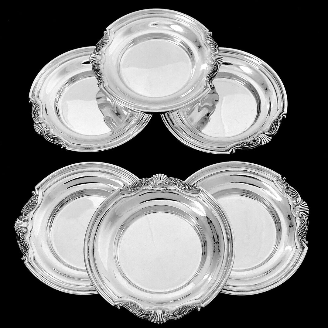 Tetard Rare French Sterling Silver Crystal Caviar Cups with Spreaders 12 Pc