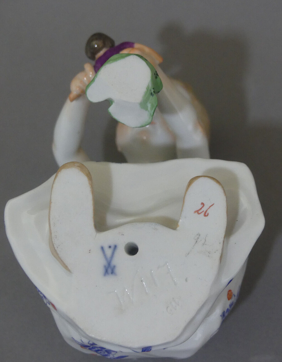 ⚔ Meissen Figur W 117 Hentschelkind Mädchen mit Puppe TOP v.1924 1.Wahl H.11cm