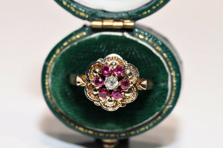 アンティーク 18K ナチュラルダイヤモンドとルビーのヴィクトリアンリング