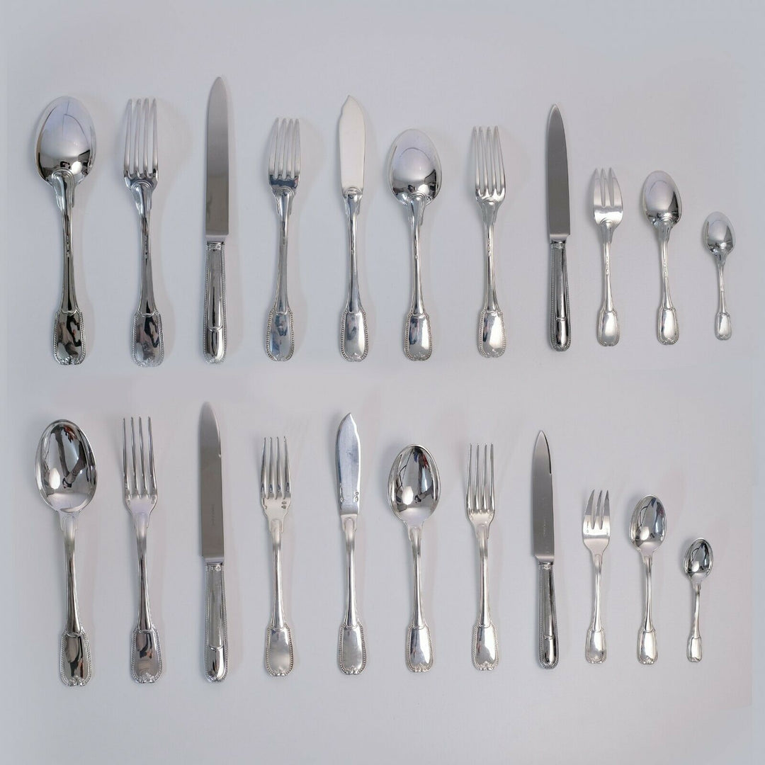 CHRISTOFLE CARDEILHAC French Sterling Silver Flatware In CHEST JOUBERT 138 PS