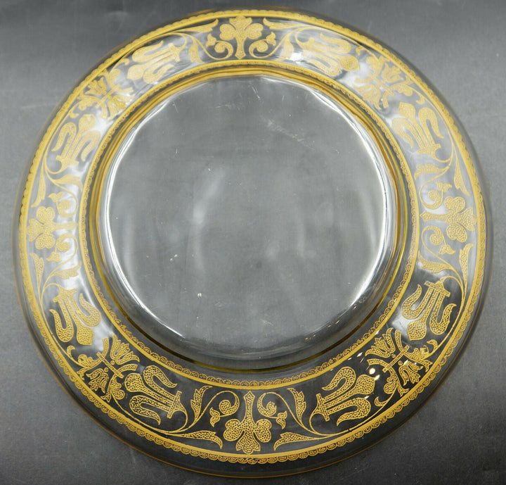 French Baccarat Covered Candy Bowl & Plate Gold Encrusted Fleur De Lys 1907