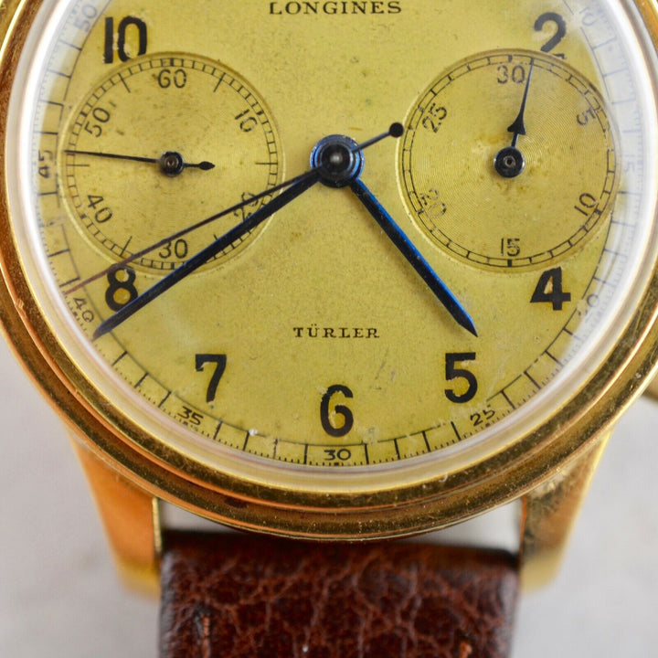 1943年　ヴィンテージ ロンジン チューラー　クロノグラフ　13ZN 参考番号.3504 18ct金製