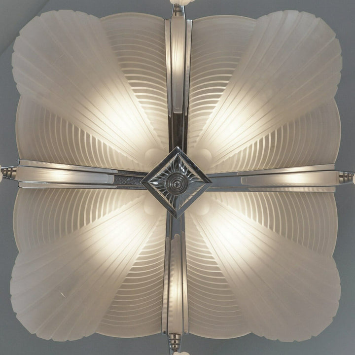 H.PETITOT : LARGE FRENCH 1930 ART DECO CHANDELIER cleopatra ..... Muller freres