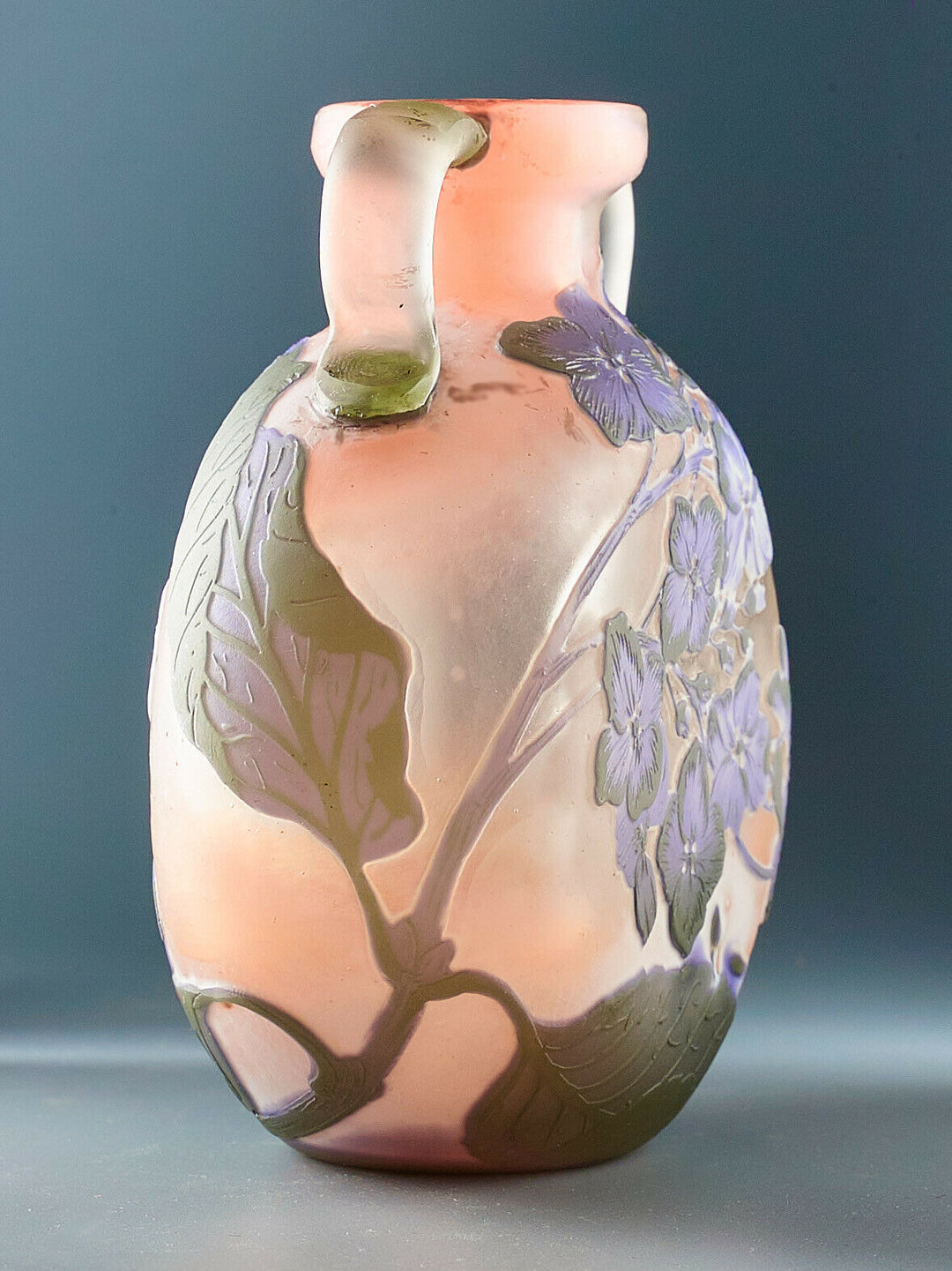 エミールガレ　紫陽花の花が描かれた両耳付きの花瓶