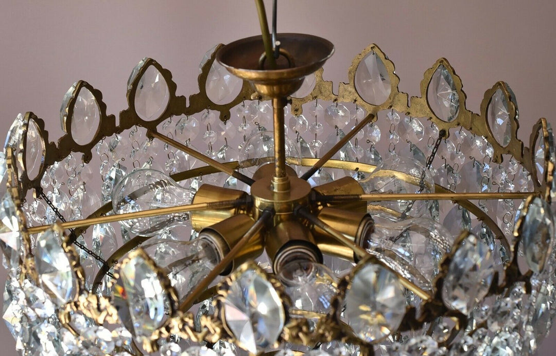 Flush Antique French Vintage Crystal Chandelier Pendant Low Ceiling Lighting