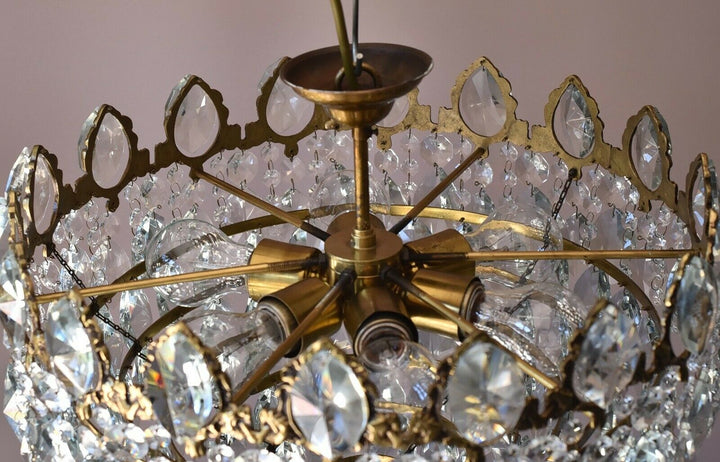Flush Antique French Vintage Crystal Chandelier Pendant Low Ceiling Lighting