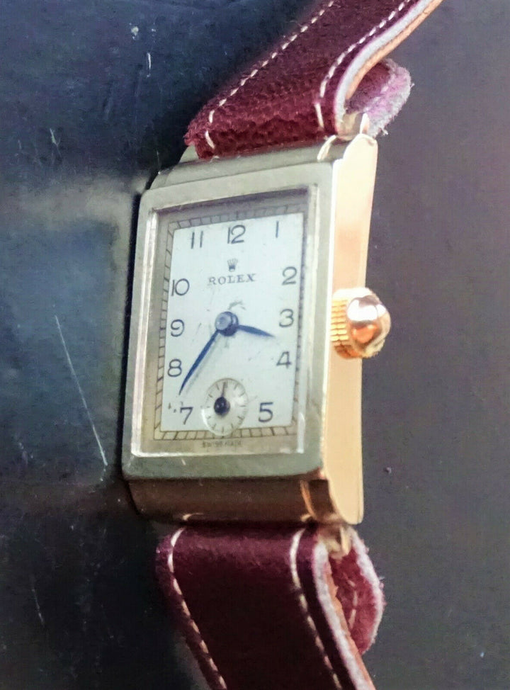Rolex ♛ 2536 Art Deco Yellow Gold 9C 375 Antique Luxury Men's Watch 1930 Service