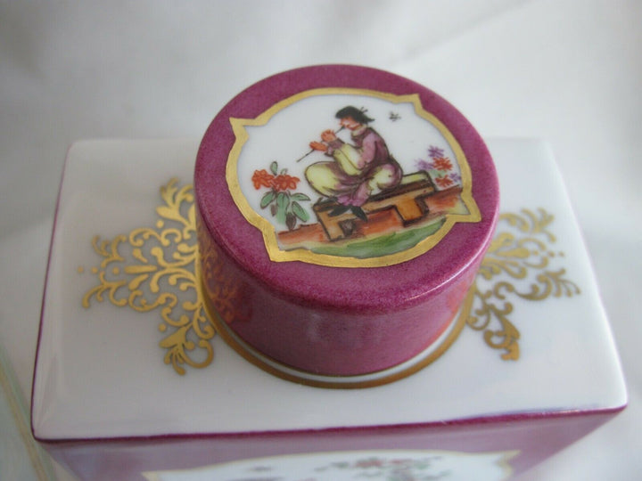 Schöne Meissen Teedose mit vielen Indischen Blumen und Chinoiserie