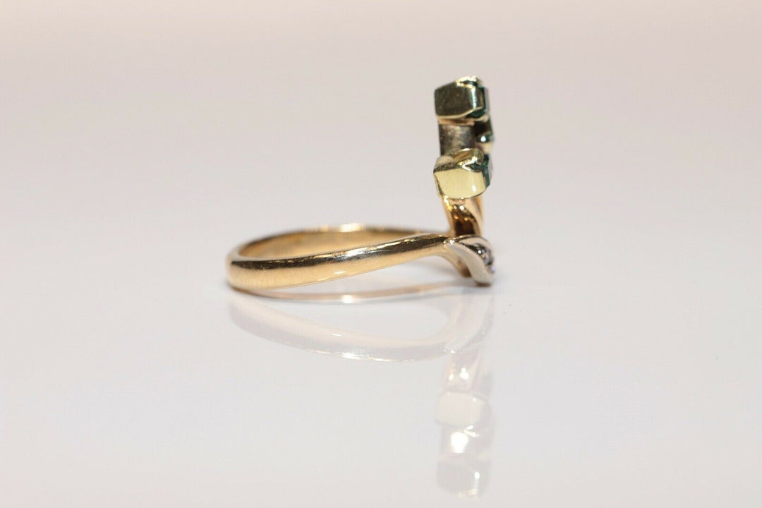 オリジナル 18K ナチュラルダイヤモンドとエメラルドのロシアンリング