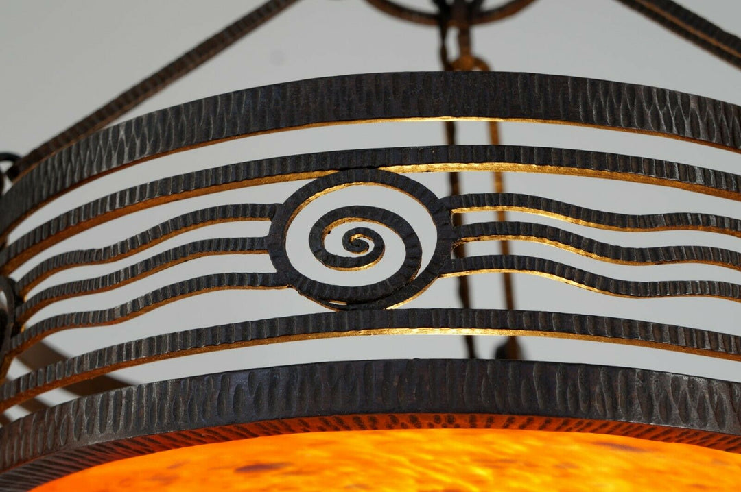 FOURNET & SCHNEIDER : signed FRENCH 1930 ART DECO CHANDELIER .... lamp daum era