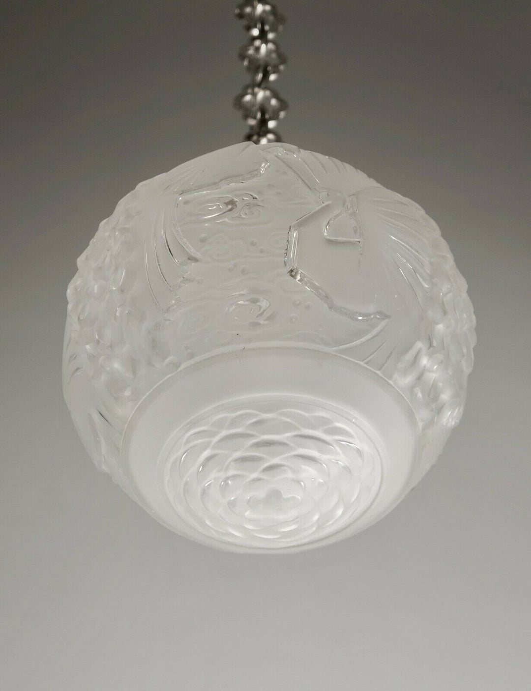 MULLER FRERES : FRENCH ART DECO PENDANT CHANDELIER 1930 peacock lustre