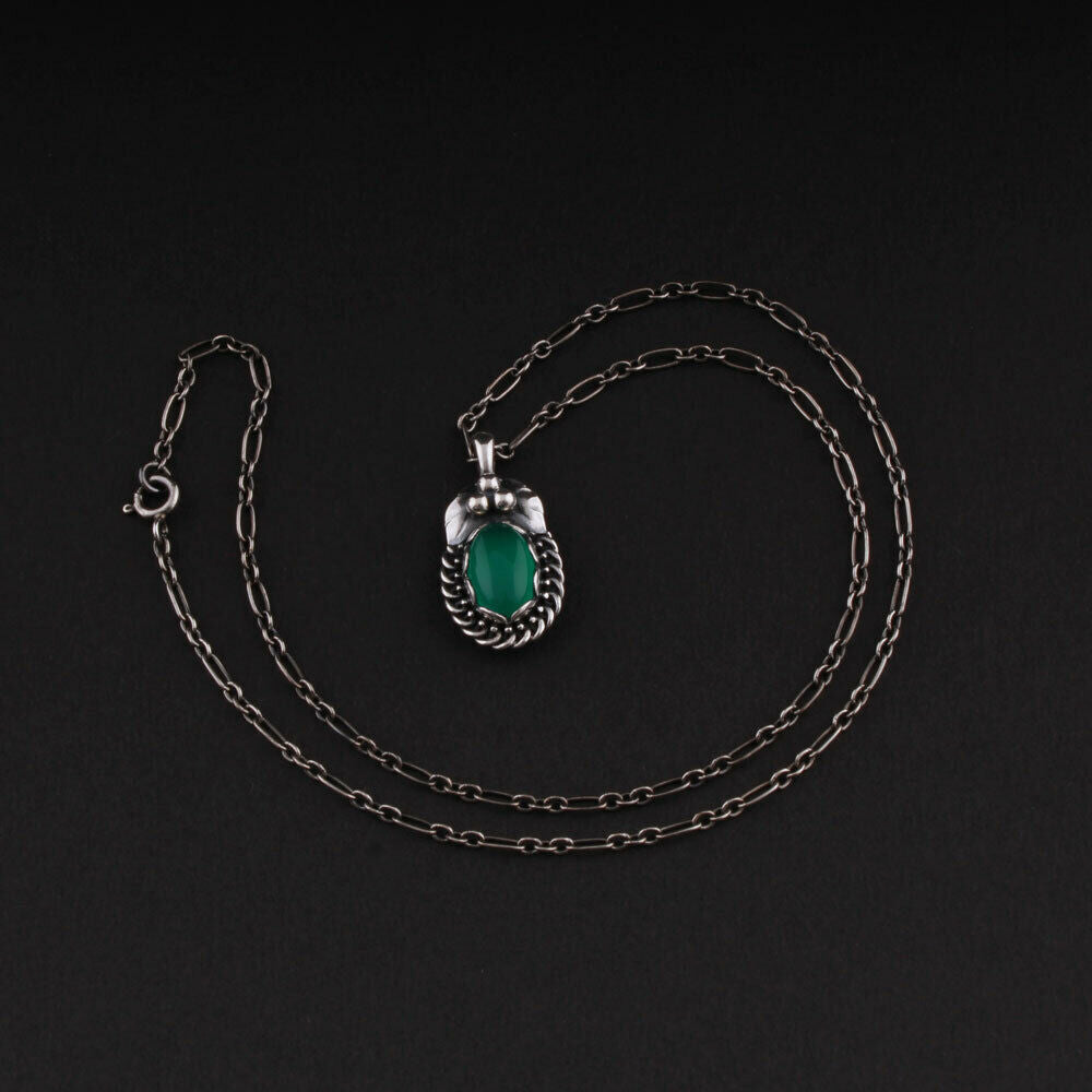 GEORG JENSEN Sterling Pendant of The Year 1992 / 2012 w. Green Agate. VERY RARE.