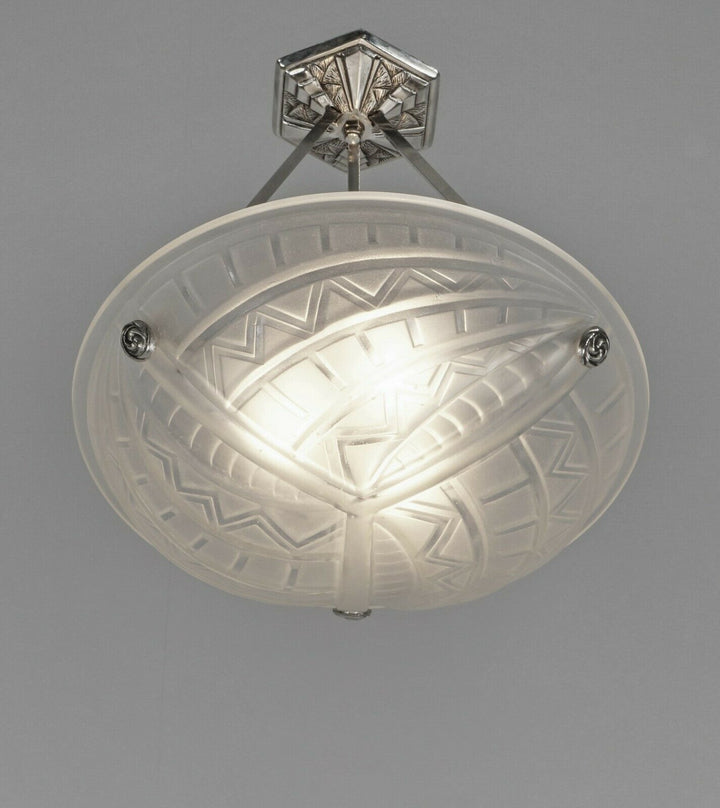 NOVERDY : FRENCH 1930 ART DECO PENDANT CHANDELIER ... suspension lamp muller era