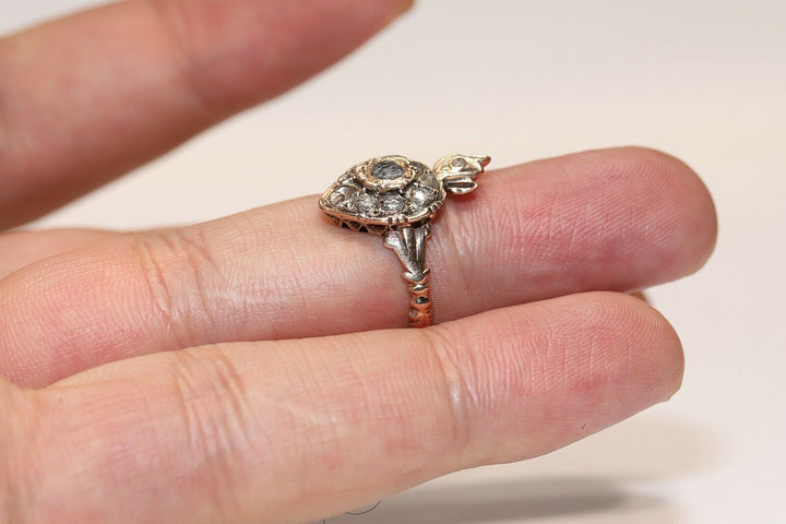 アンティーク オリジナル 8K オスマン ナチュラルローズカットダイヤモンドのハートリング