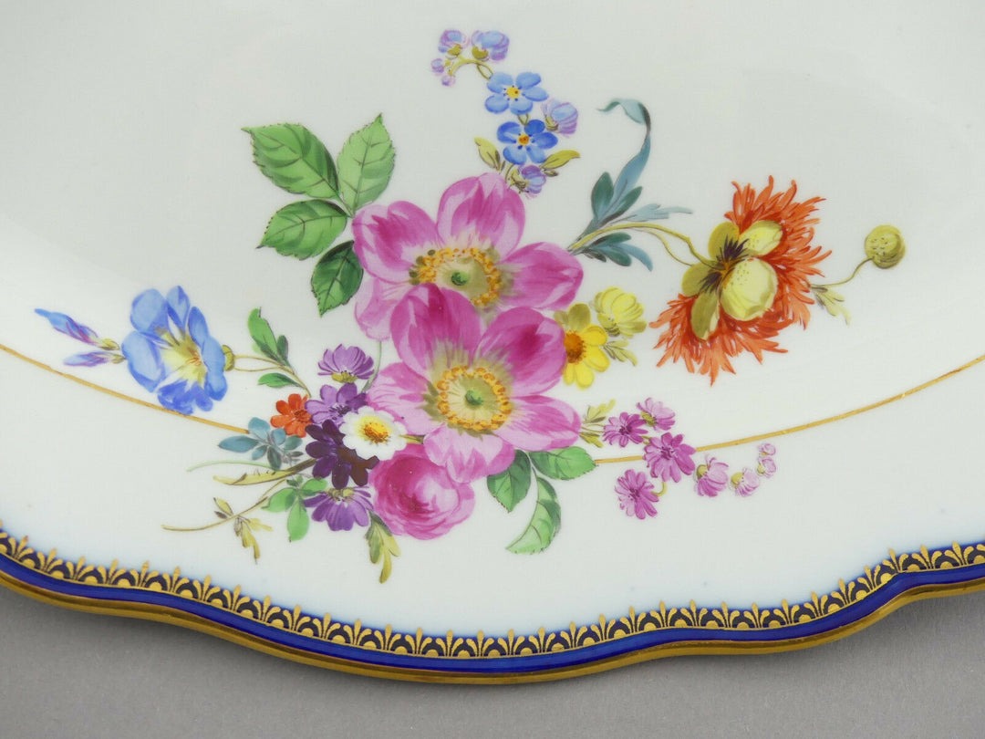 NP 1.826 € Bratenschale oval L.35cm Platte Meissen A-Kante Blumen-Buketts 1.Wahl