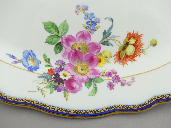 NP 1.826 € Bratenschale oval L.35cm Platte Meissen A-Kante Blumen-Buketts 1.Wahl