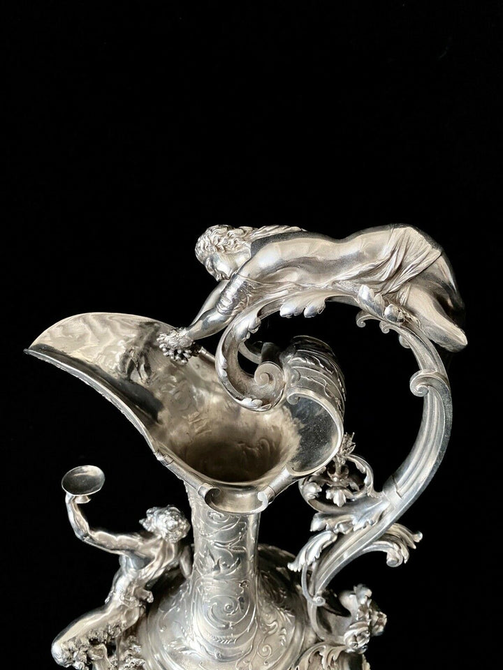 ODIOT UNIQUE FIGURAL EWER PARIS EXHIBITION 1878 TREASURE FRENCH STERLING SILVER