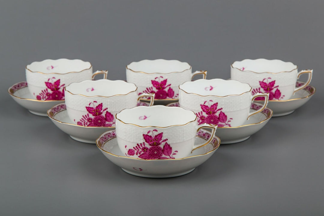 ヘレンド　アポニーピンク　カップ＆ソーサー　6客セット