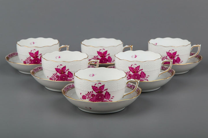 ヘレンド　アポニーピンク　カップ＆ソーサー　6客セット