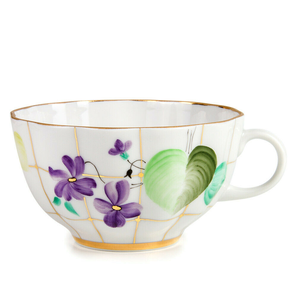 Forest Violet Teacup w/ Saucer by Imperial Porcelain Russian Lomonosov LFZ IFZ