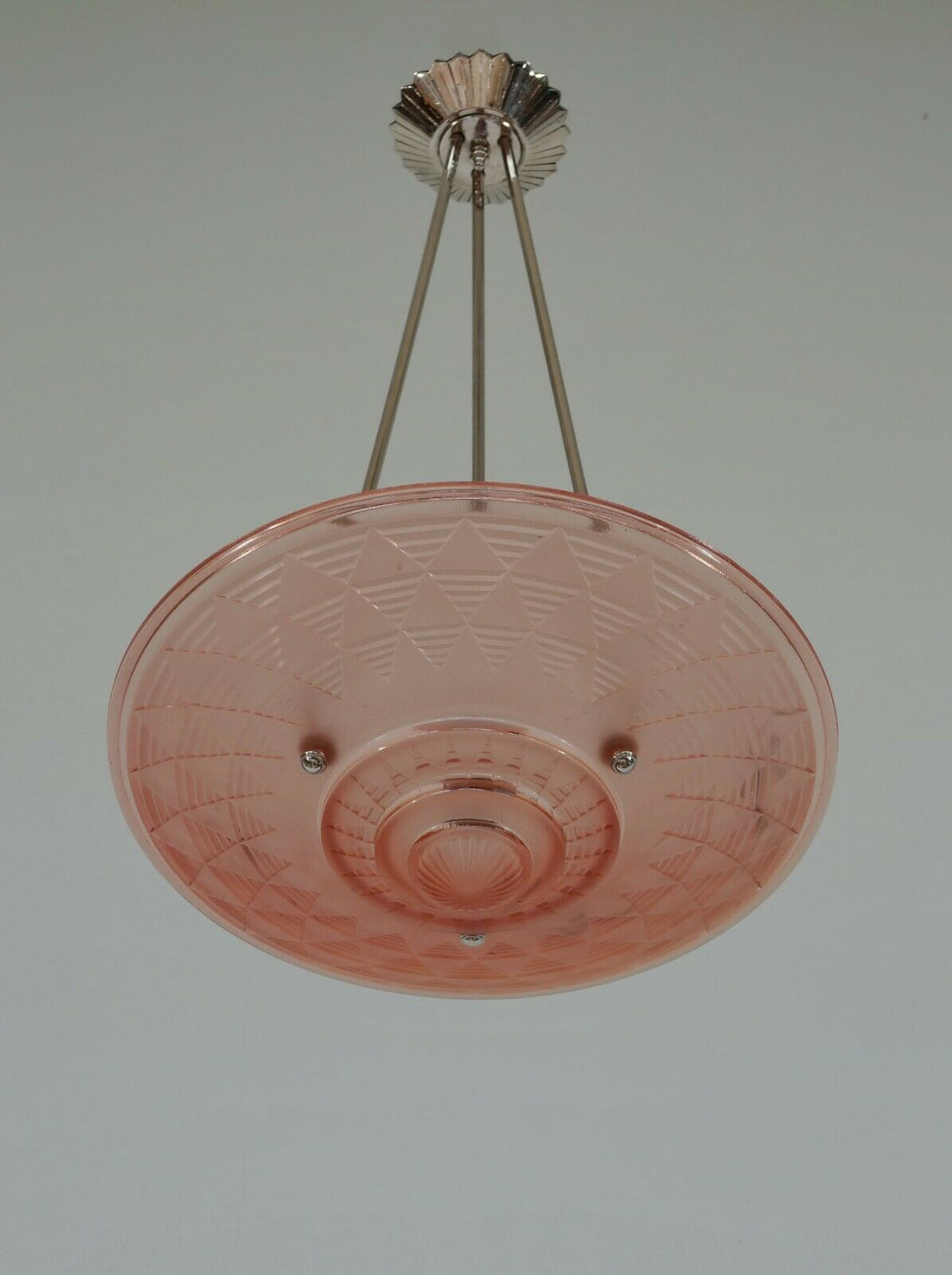 PETITOT : FRENCH 1930 ART DECO PENDANT .. chandelier 1925 lamp muller era France